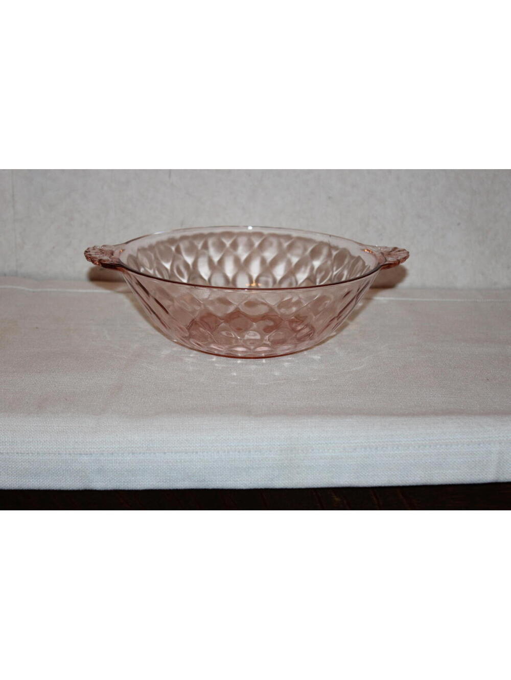 Vintage Anchor Hocking AHC50 Pink Depression Glass Serving Bowl with Handles